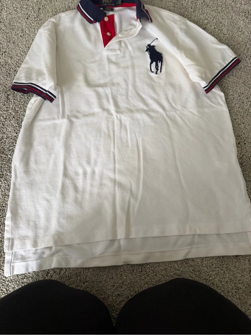 Ralph Lauren Big Pony Custom Fit White Polo Shirt